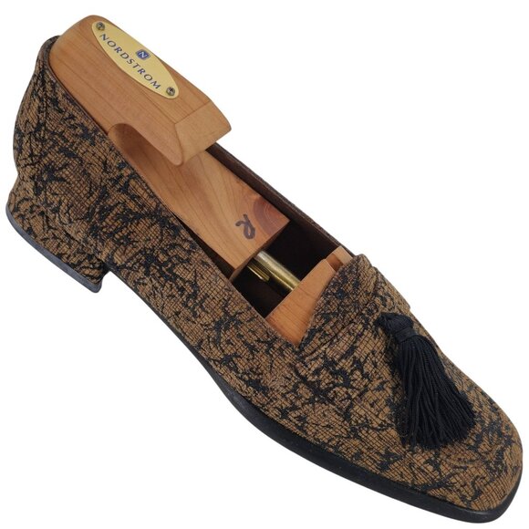 Stuart Weitzman Shoes - Stuart Weitzman Women's size 6.5AA Brown Black Tweed Dress Shoes Tassel Loafers